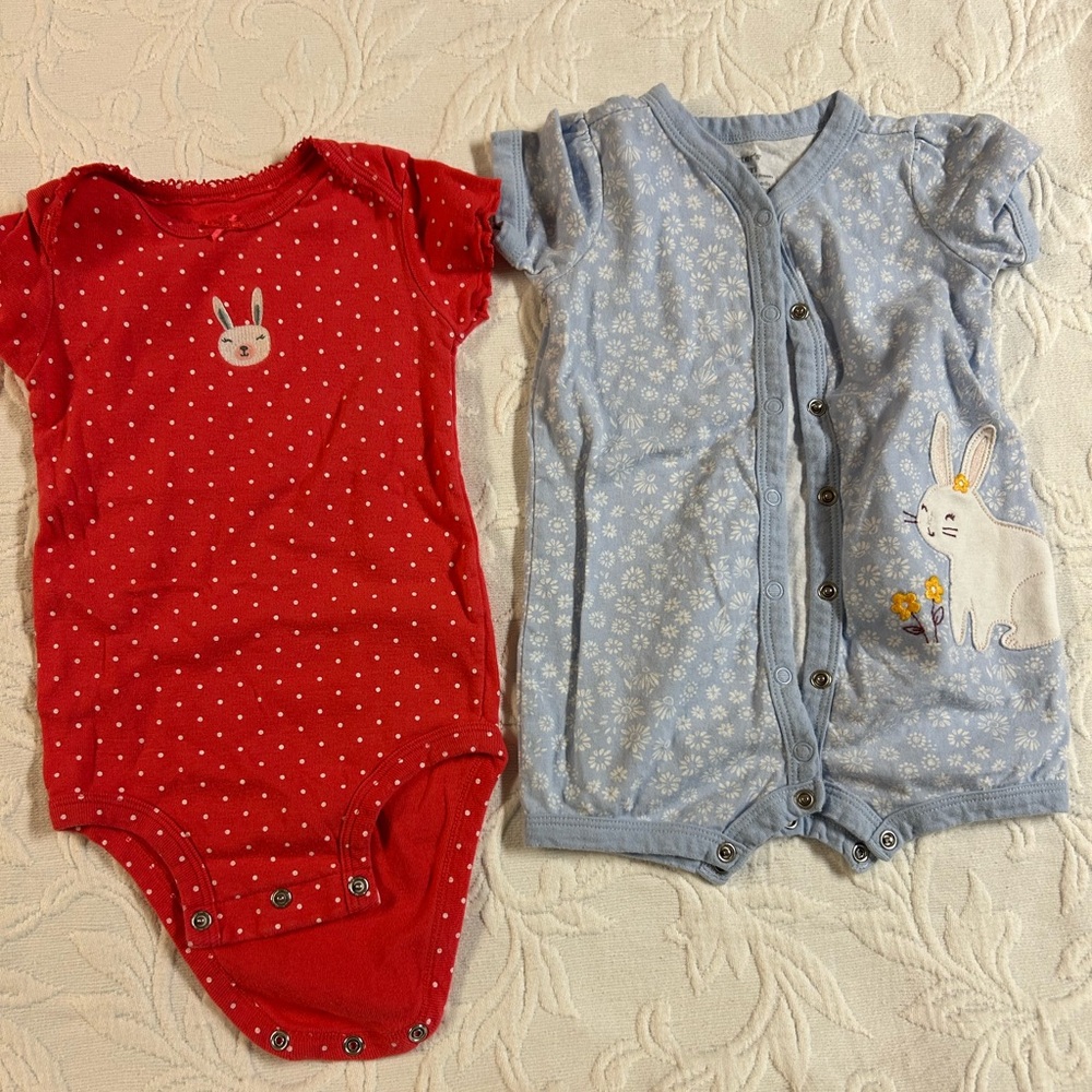 Carter's Red and Blue Bunny Bodysuit Set